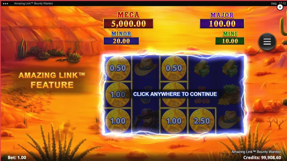 Cenário desértico de Amazing Link Bounty Wanted com elementos de faroeste