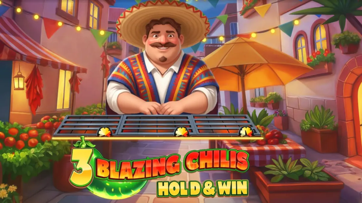 Interface vibrante do jogo de slot 3 Blazing Chilis com elementos temáticos mexicanos