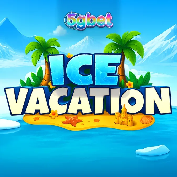 Interface do jogo de slot Ice Vacation com tema de urso polar na praia